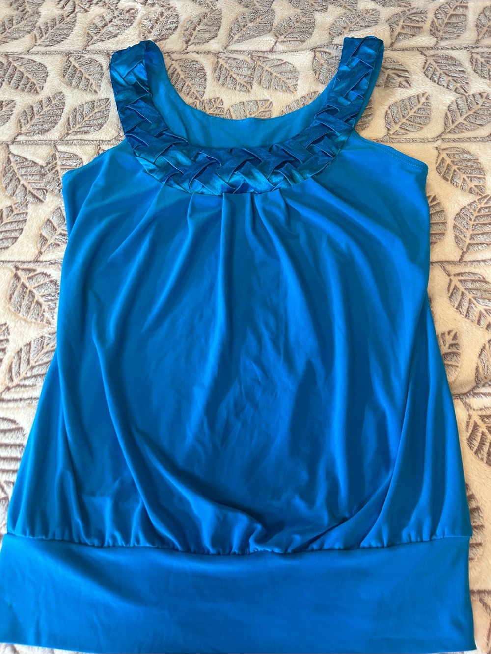Vintage Y2K Size M Heart Soul Bright Teal Blue Braided Neck Tank Top